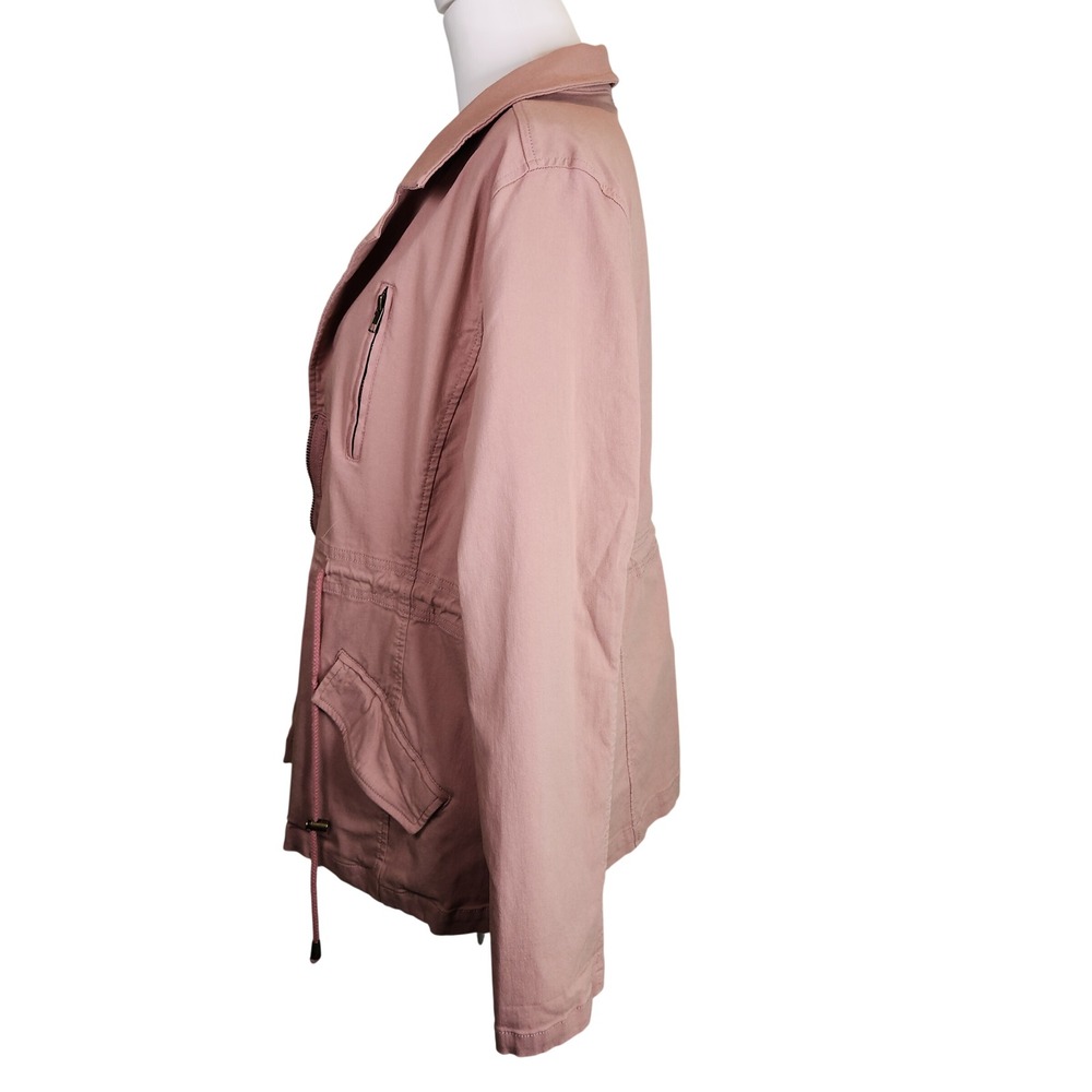 Eden Society Womens 1X Dusty Rose Pink Utility Cargo Jacket Drawstring Waist - Picture 5 of 10